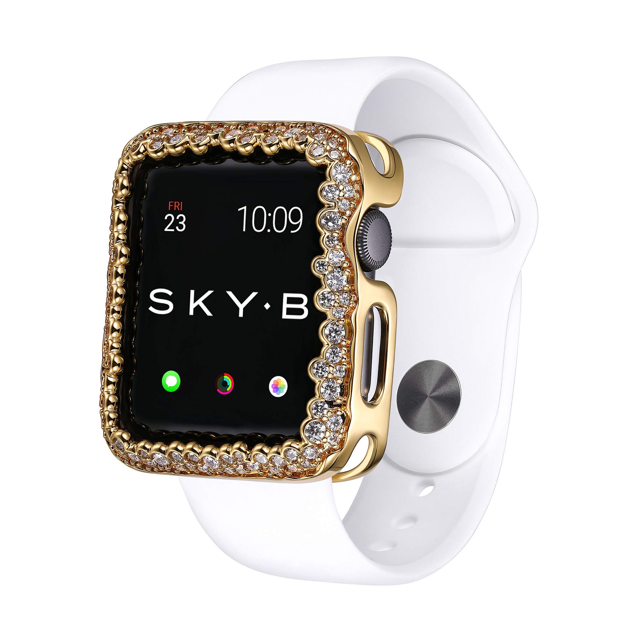 Luxury Champagne Bubbles Apple Watch Case for Women - 18K Yellow Gold Plated with Cubic Zirconia Rhinestones, Jewelry-Matching Protective Cover for Series 1/2/3 - Scratch Resistant, Easy to Install - Perfect for Parties, Weddings & Everyday Elegance