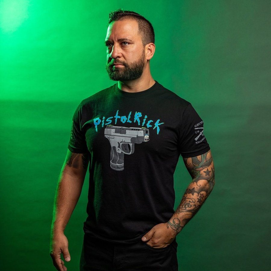 Pistol Rick Graphic T-Shirt for Men - Black Cotton Tee - Perfect for Casual Wear, Cosplay & Rick and Morty Fans