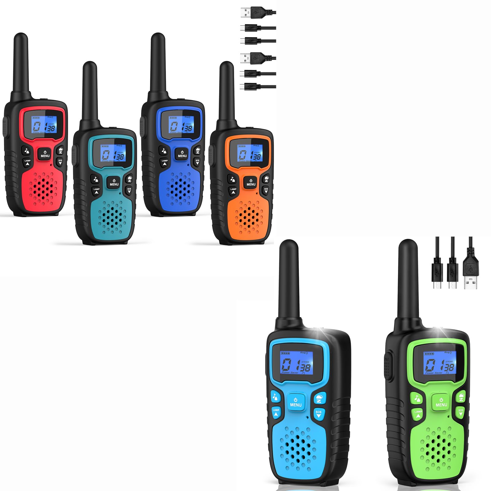 Wishouse Long Range Walkie Talkies for Adults & Kids - 6 Pack Rechargeable Two Way Radios for Family Camping, Hiking, Outdoor Adventures & Emergency Communication