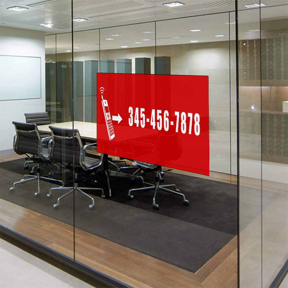 Custom Vinyl Door Decals - Business Contact Number Stickers (Set of 5) - 54x36 Inches - Red Telephone Design for Cars, Outdoor Luggage & Bumpers - Perfect for Storefronts, Delivery Vehicles & Small Business Advertising