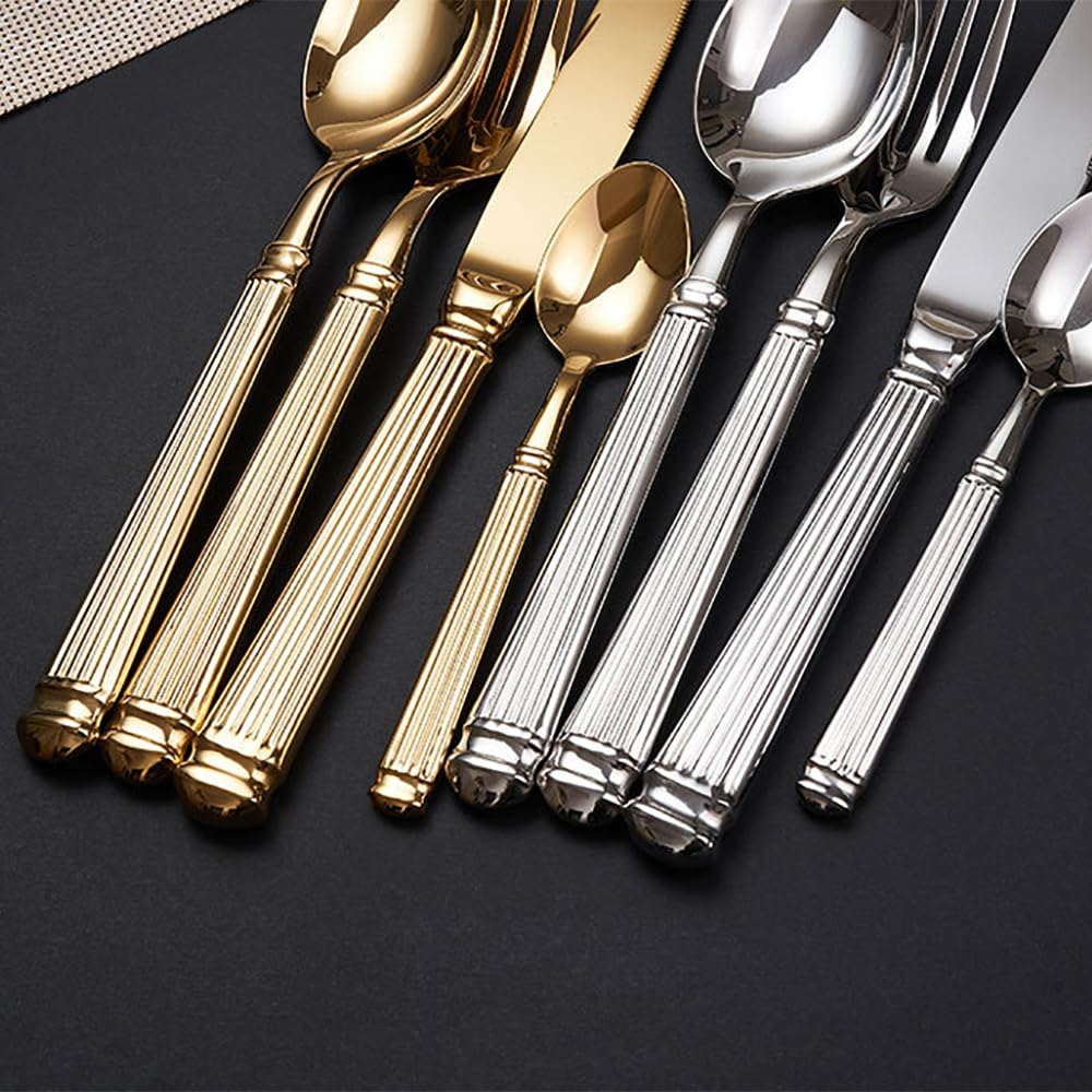 32-Piece Stainless Steel Silverware Set for 8 - Heavy Duty Flatware Cutlery Set with Steak Knives, Forks & Spoons - Dishwasher Safe Wedding & Housewarming Gift Set - Perfect for Dinner Parties, Family Gatherings & Everyday Dining
