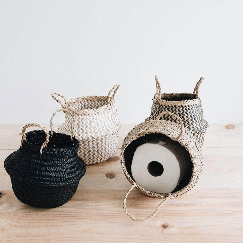 Mini Belly Basket - Small Woven Storage Basket for Home Organization, Nursery, Bathroom & Office Decor - Perfect for Toys, Blankets, and Essentials