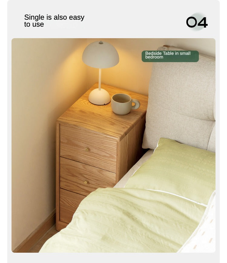 Solid Oak & Beech Wood Side Cabinet - Multi-Functional Storage Organizer for Living Room, Bedroom, or Office