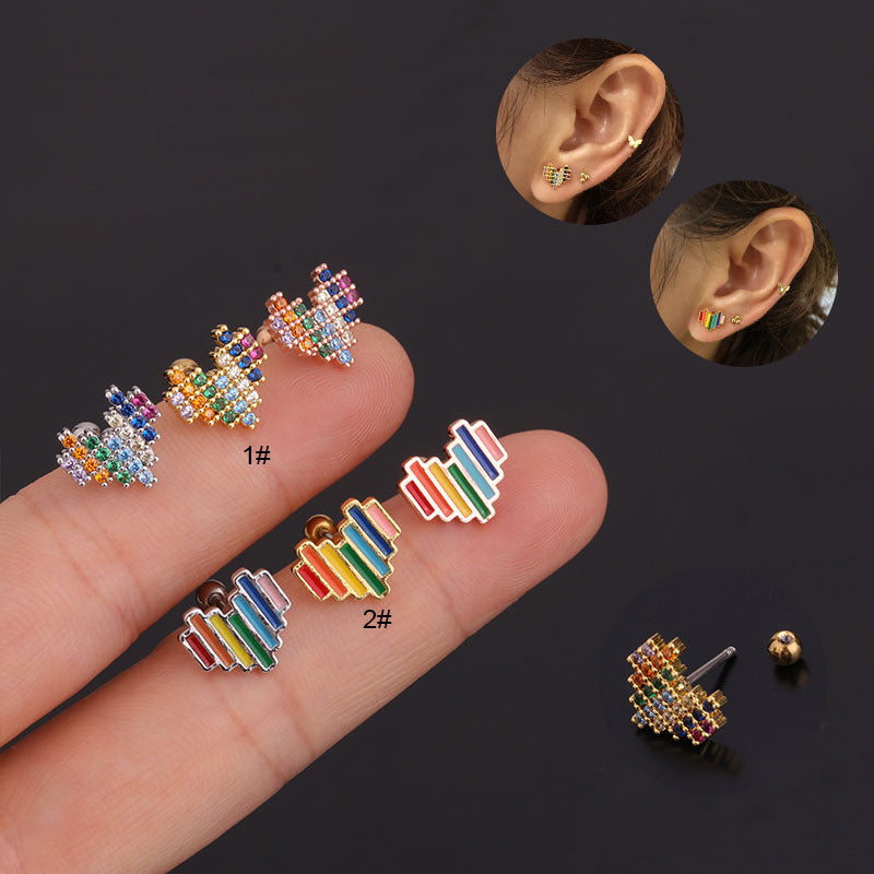 20G Cartilage Pride Conch Stud Earrings - Hypoallergenic Surgical Steel Body Jewelry for Women | Perfect for Piercing, Daily Wear & Special Occasions