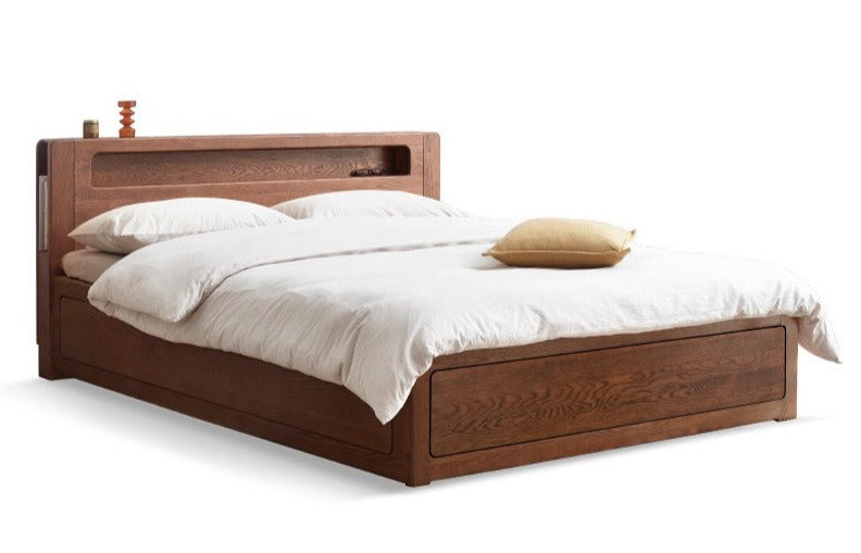 Premium Oak Solid Wood Luminous Box Bed - Durable Nightstand with Glow-in-the-Dark Features for Bedroom, Guest Room, and Kids Room Decor