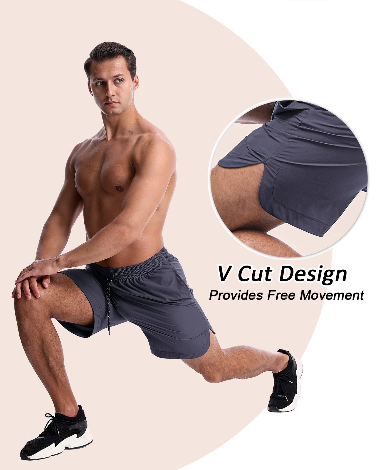 CANGHPGIN 2 Pack Men's 7 Inch Running Shorts - Quick Dry Athletic Gym Shorts with Pockets for Workout, Jogging & Training | Lightweight Breathable Sports Shorts for Men's Fitness & Outdoor Activities
