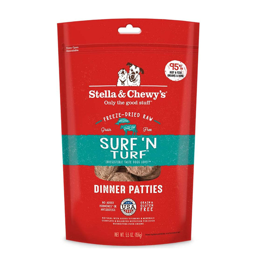 Stella & Chewy's Freeze-Dried Surf 'N Turf Dinner Grain-Free Dog Food - High Protein Raw Dog Food for Small & Large Breeds - Perfect for Travel, Training & Digestive Health