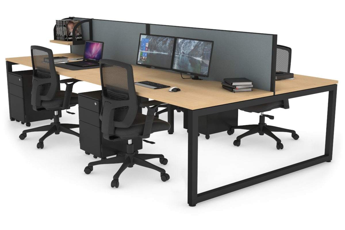 Quadro Loop Legs 4 Person Office Workstation - 1800L x 800W with Cable Management Scallop - Ideal for Collaborative Workspaces & Open Office Environments