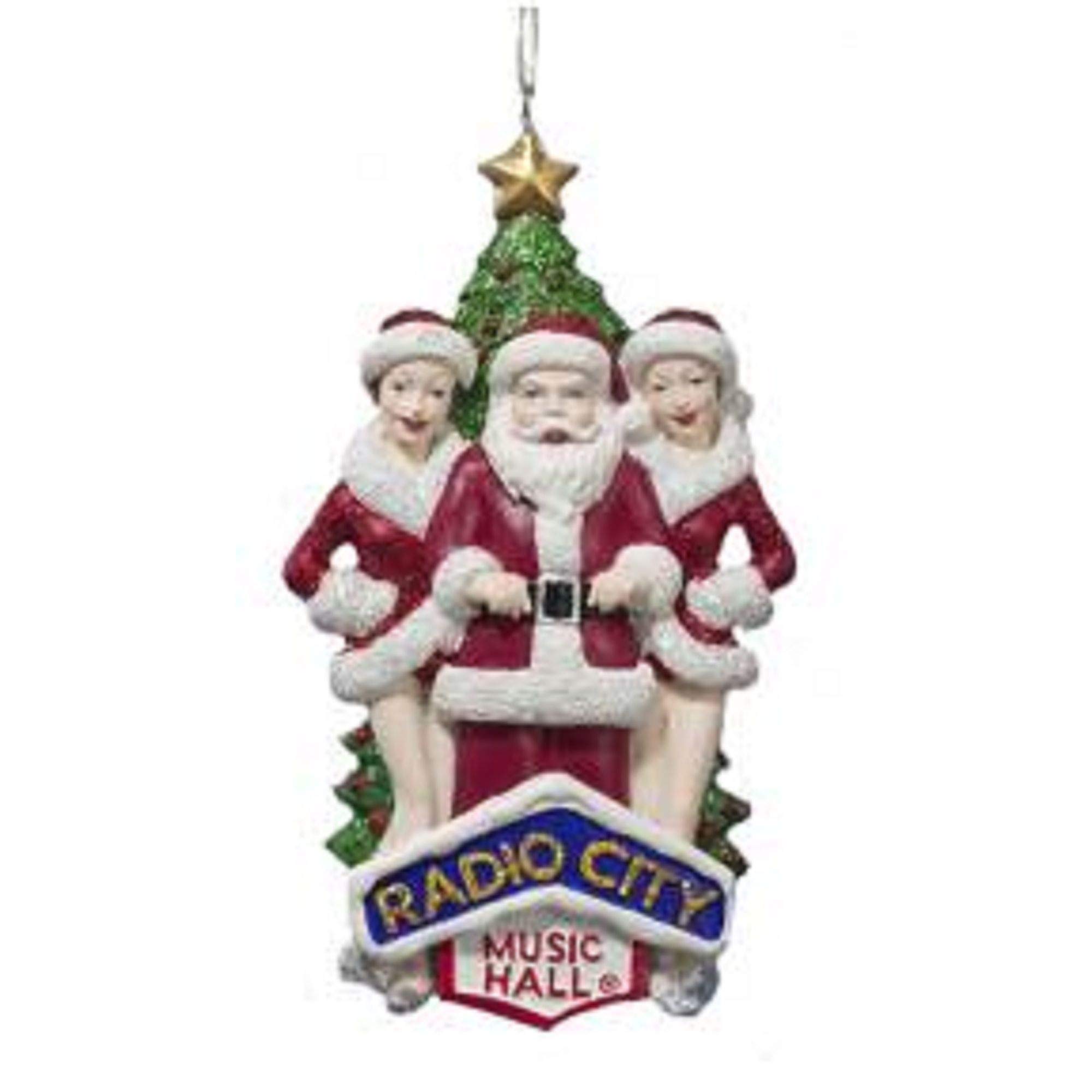 Kurt S. Adler 6-Inch Red & White Radio City Rockettes with Santa Claus Christmas Tree Ornament - Perfect for Holiday Decorations & Gift Giving