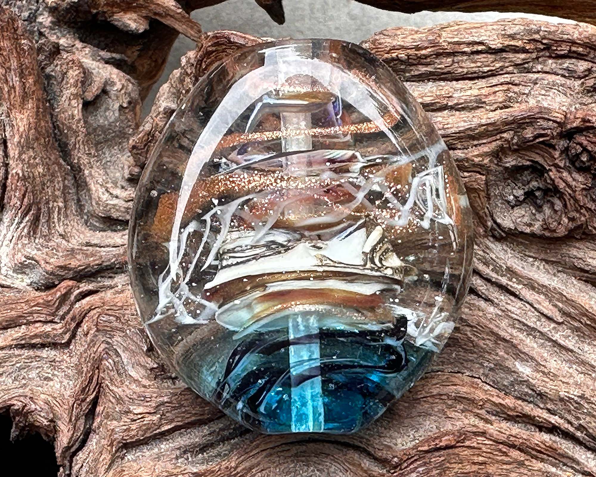 Aqua Bay Swirl Lampwork Glass Focal Bead - Handmade SRA Jewelry Bead for Necklaces, Bracelets & DIY Craft Projects - Perfect for Beading, Jewelry Making & Unique Gift Ideas