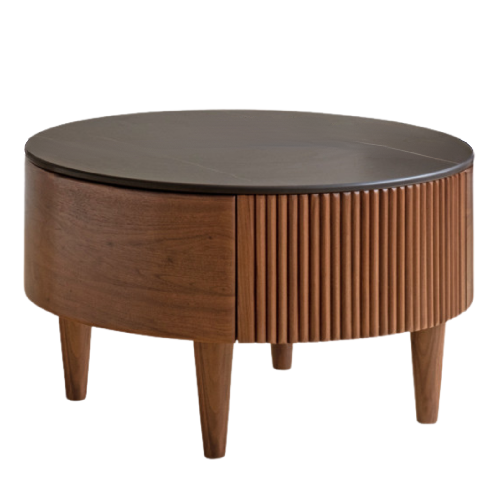 Premium Black Walnut & Ash Solid Wood Combination Rock Plate Coffee Table - Modern Living Room Furniture for Home Decor & Relaxation