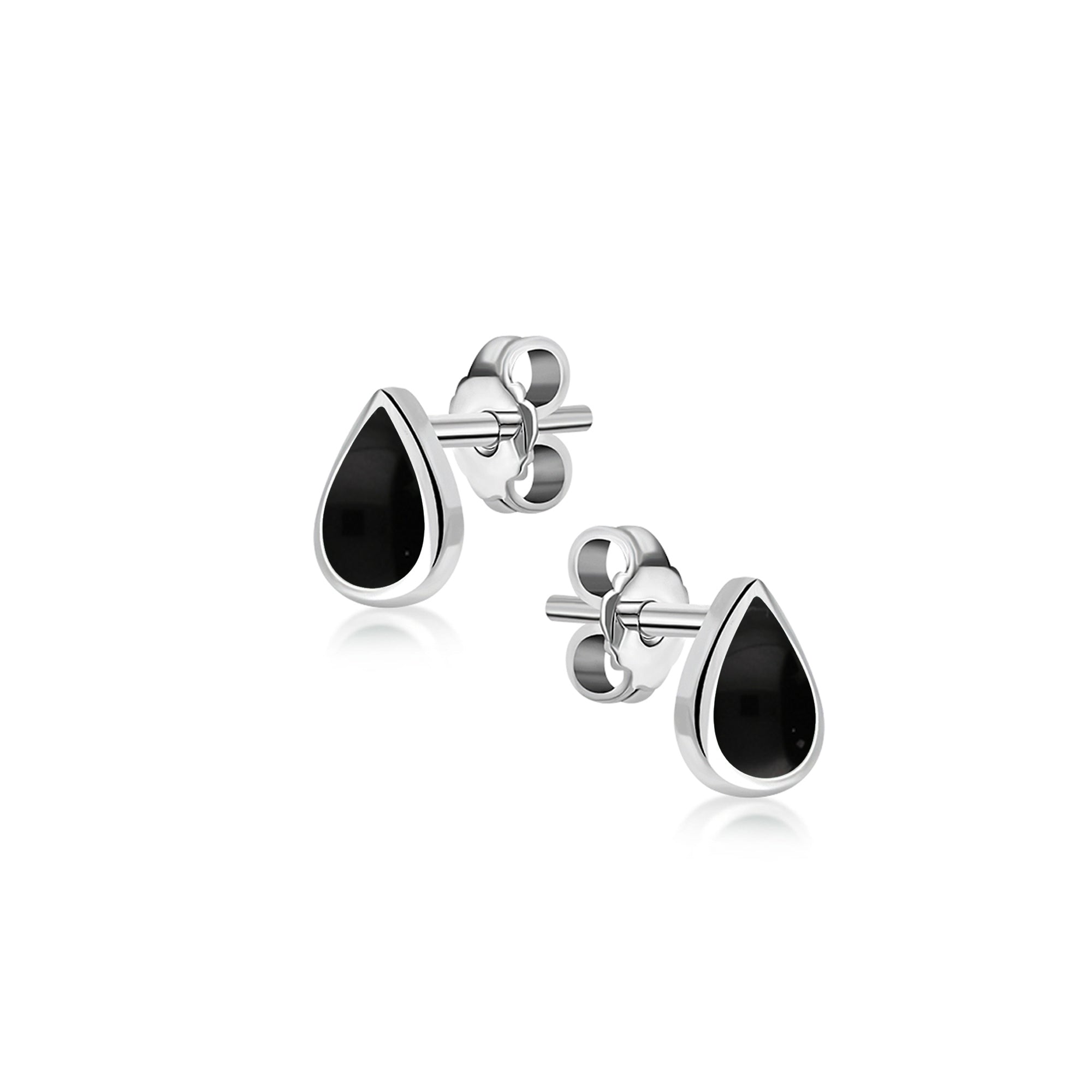 Whitby Jet Sterling Silver Small Teardrop Stud Earrings - Elegant Gothic Jewelry for Women, Perfect for Everyday Wear & Special Occasions