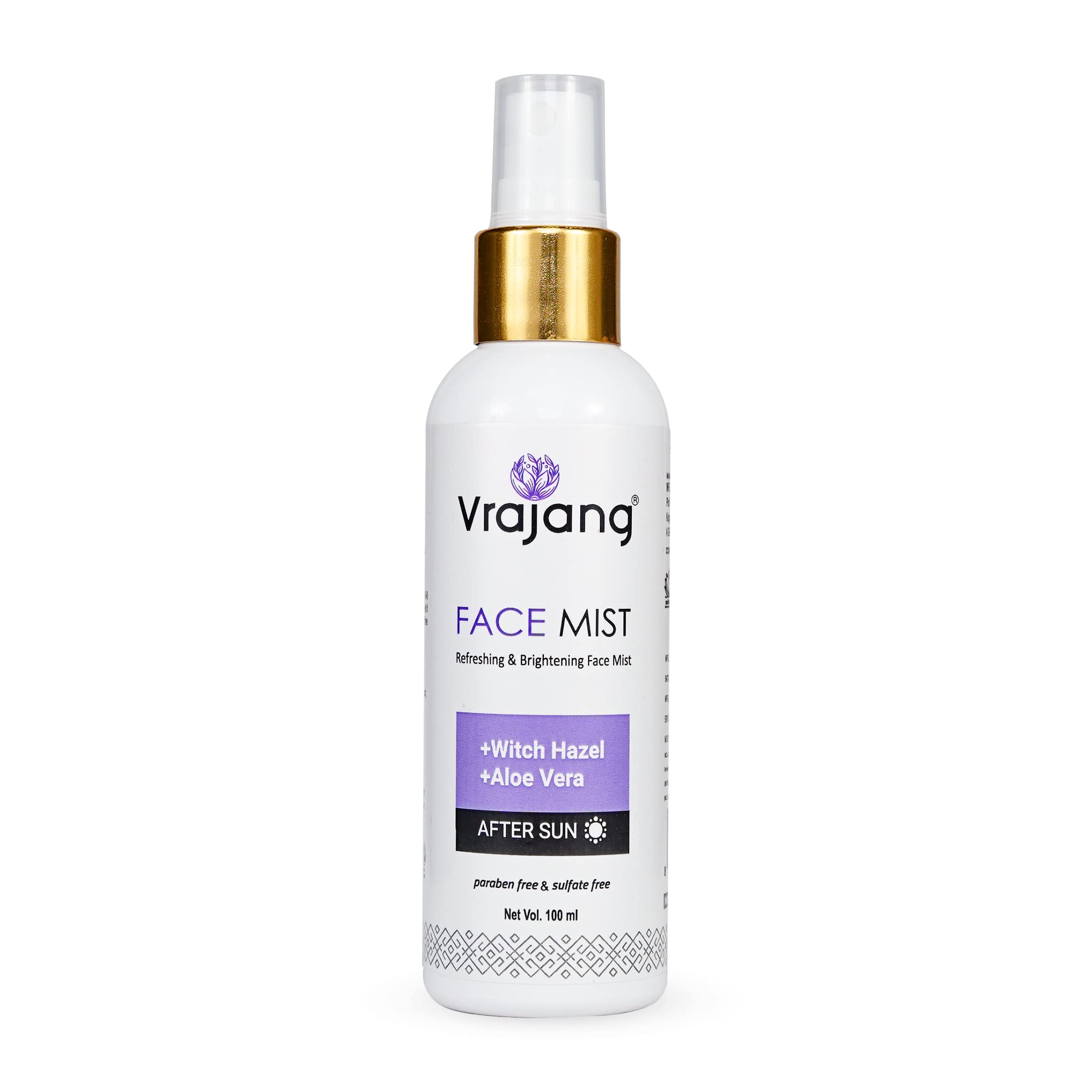 Vrajang Rose Water Face Mist with Aqua & Gomutra Ark - 100ml SLS & Paraben Free Hydrating Facial Spray | Perfect for Dry Skin, Post-Workout Refresh & Travel Skincare