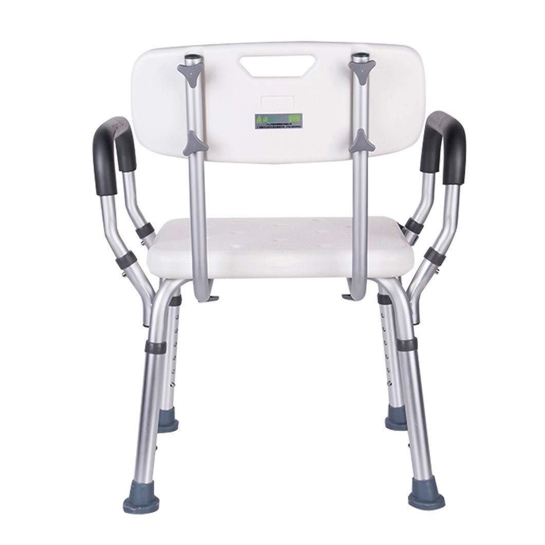 Sturdy Adjustable Shower Seat with Arms & Back - Lightweight Bathroom Bench for Elderly & Disabled - No-Tools Assembly - Perfect for Travel & Home Use