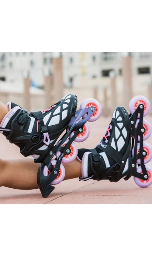 Playlife Lancer 84 Inline Skates for Adults - White/Black/Purple Wheels - Comfortable & Durable Rollerblades for Fitness, Outdoor Sports & Recreation