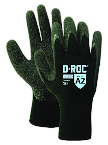 Cut Resistant Winter Work Gloves MAGID GP400W - Heavy Duty Latex Coated, Size 8/M, 10-Gauge, Multipurpose, Reusable (48 PR) - Ideal for Construction, Landscaping, and Cold Weather Outdoor Work