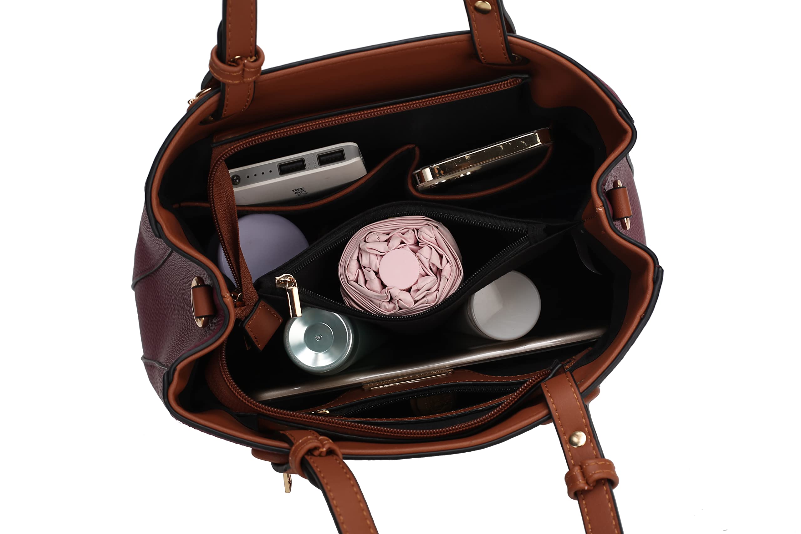 MKF Collection Vegan Leather Tote Bag for Women - Stylish Top-Handle Handbag & Crossover Purse - Perfect for Work, Travel and Everyday Use