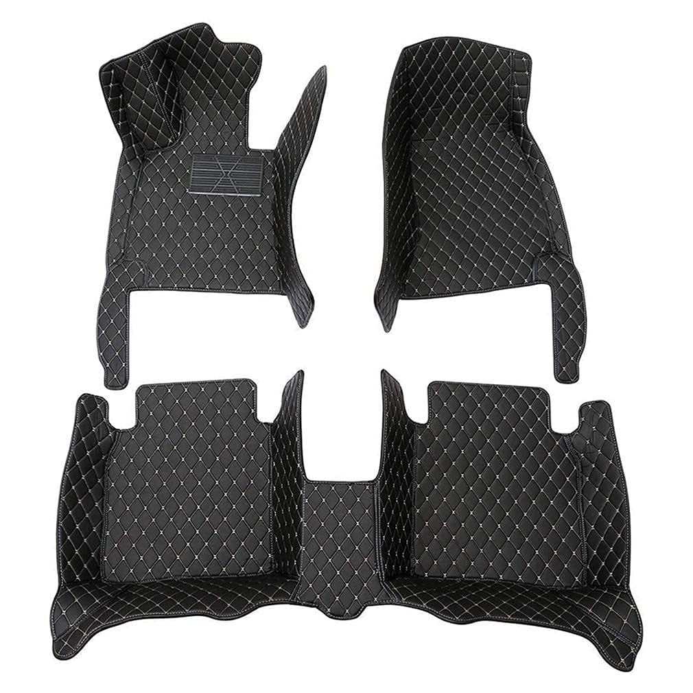 Premium Waterproof All-Weather Floor Mats for Cadillac Escalade 2017-2019 - Luxury Leather Car Floor Liners with Full Coverage Protection (Black+Beige) | Perfect for Off-Road, Winter & Everyday Driving