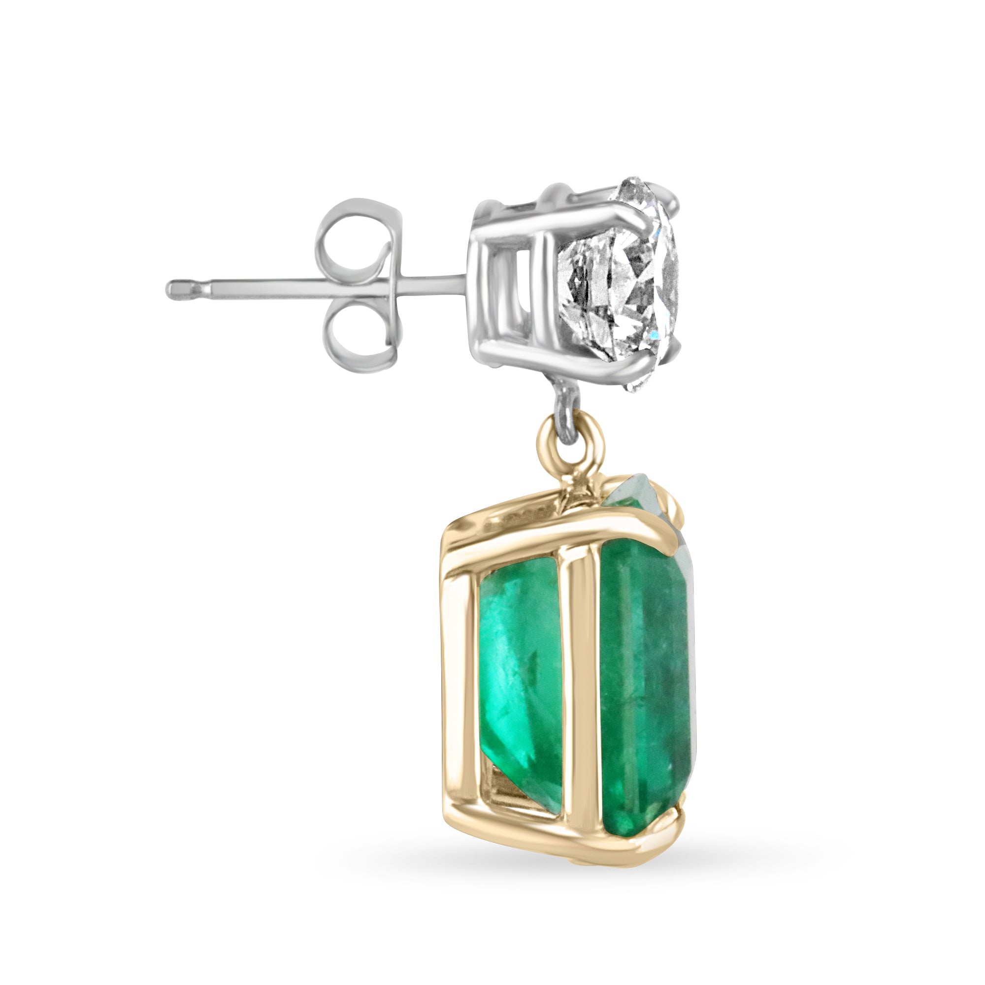 17.72tcw AAA+ Natural Emerald & Diamond Dangle Earrings in 18K Gold/Platinum - Luxury Wedding Jewelry & Evening Party Accessories