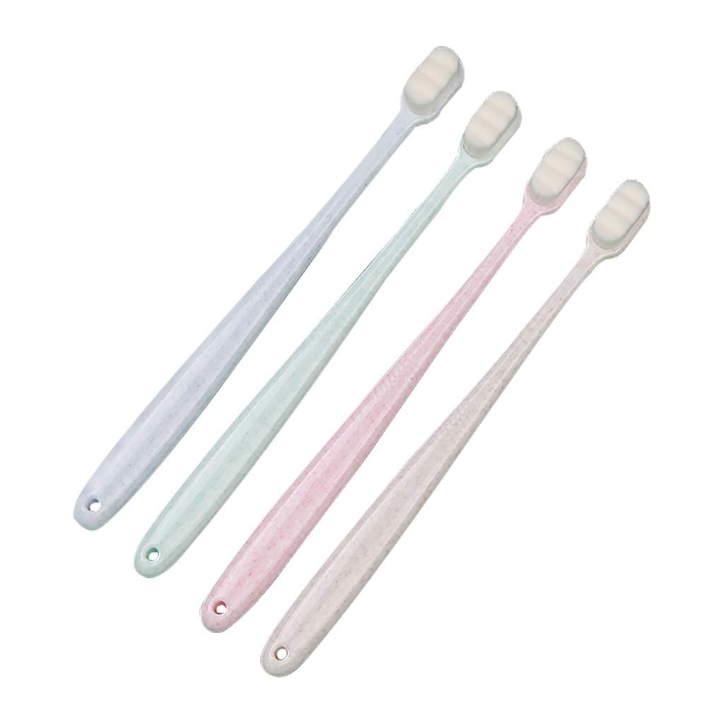 HYWJSZ Soft Wave Toothbrush Set - Nano Bristles for Gentle Cleaning, 4-Pack Oral Care Essentials for Daily Use | Couple & Travel Friendly Bathroom Accessories with Luxury Bath Towels (Beige, Pink, Blue, Green, One Size) - Perfect for Home, Hotel & On-the-Go Dental Hygiene