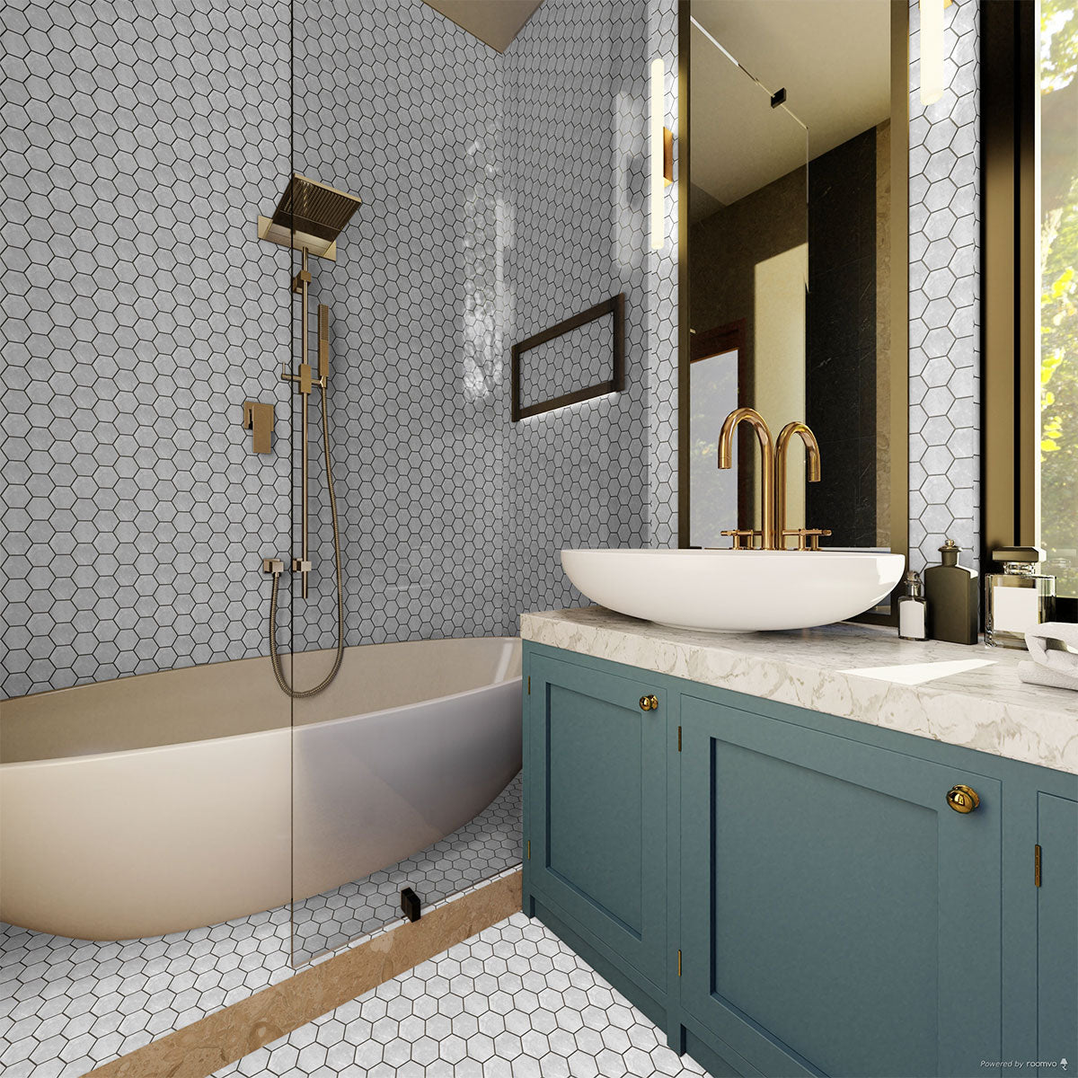 2 Inch Gray Pearl Hexagon Matte Glazed Porcelain Mosaic Tile - Perfect for Kitchen Backsplash, Bathroom Walls & Flooring