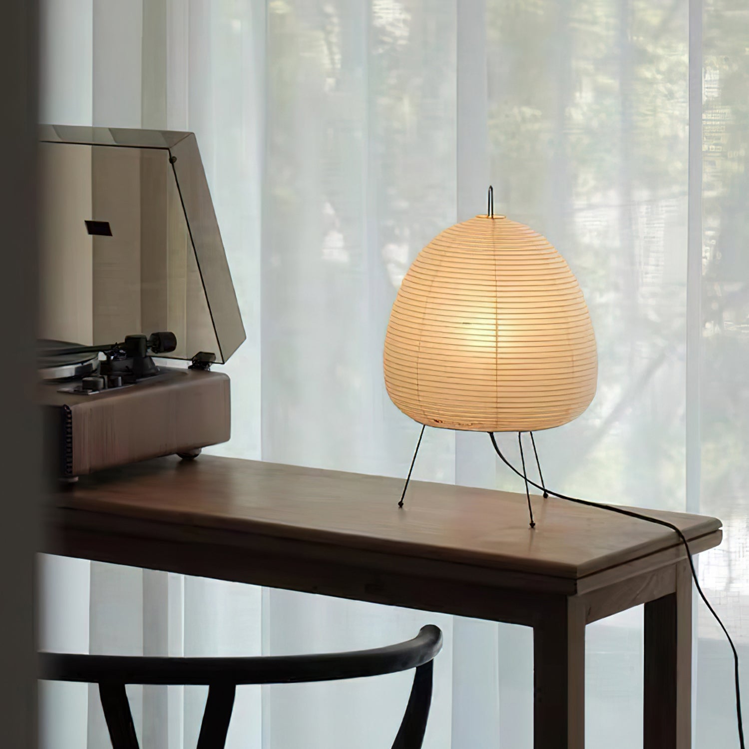 Akari Table Lamp - Modern Japanese Paper Light for Living Room, Bedroom & Office - Soft Ambient Lighting for Home Decor & Relaxation