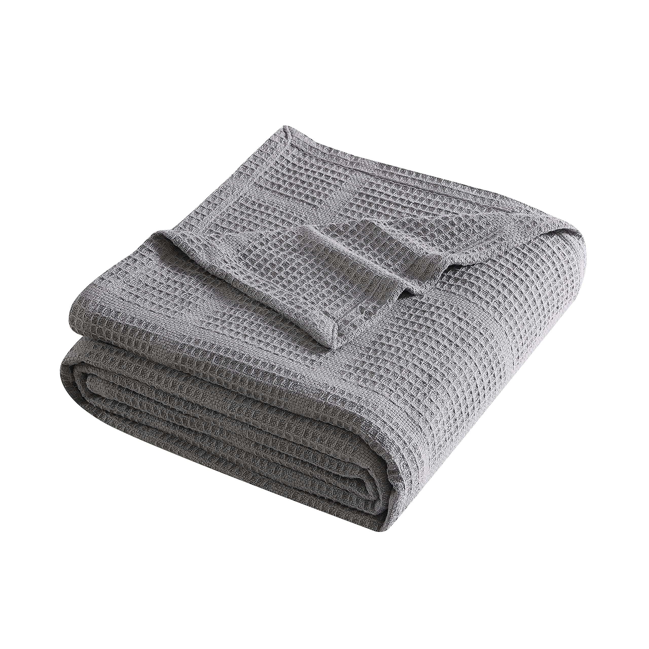 Kenneth Cole King Size Cotton Waffle Blanket - Lightweight All-Season Bedding for Home, Travel & Gifts (Medium Grey, King) | Cozy Throw for Sofa, Bed & Outdoor Use