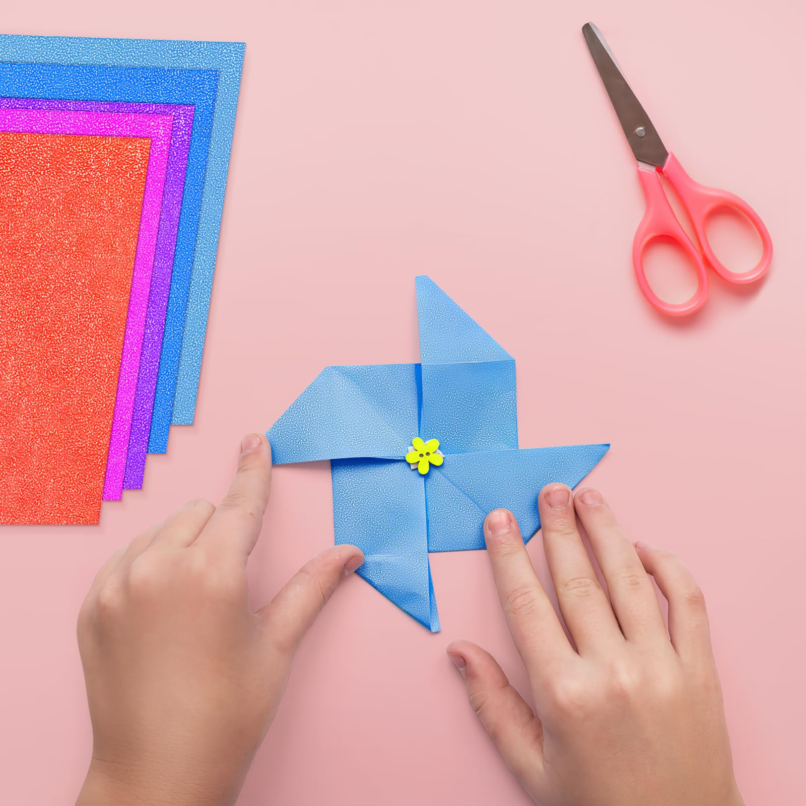 Healifty 100pcs Iridescent Origami Paper Squares - 15cm Shiny Folding Paper for DIY Crafts, Paper Cranes, Stars & Paper Cuts - 10 Vibrant Colors | Perfect for Kids Art Projects, Classroom Activities & Gift Wrapping