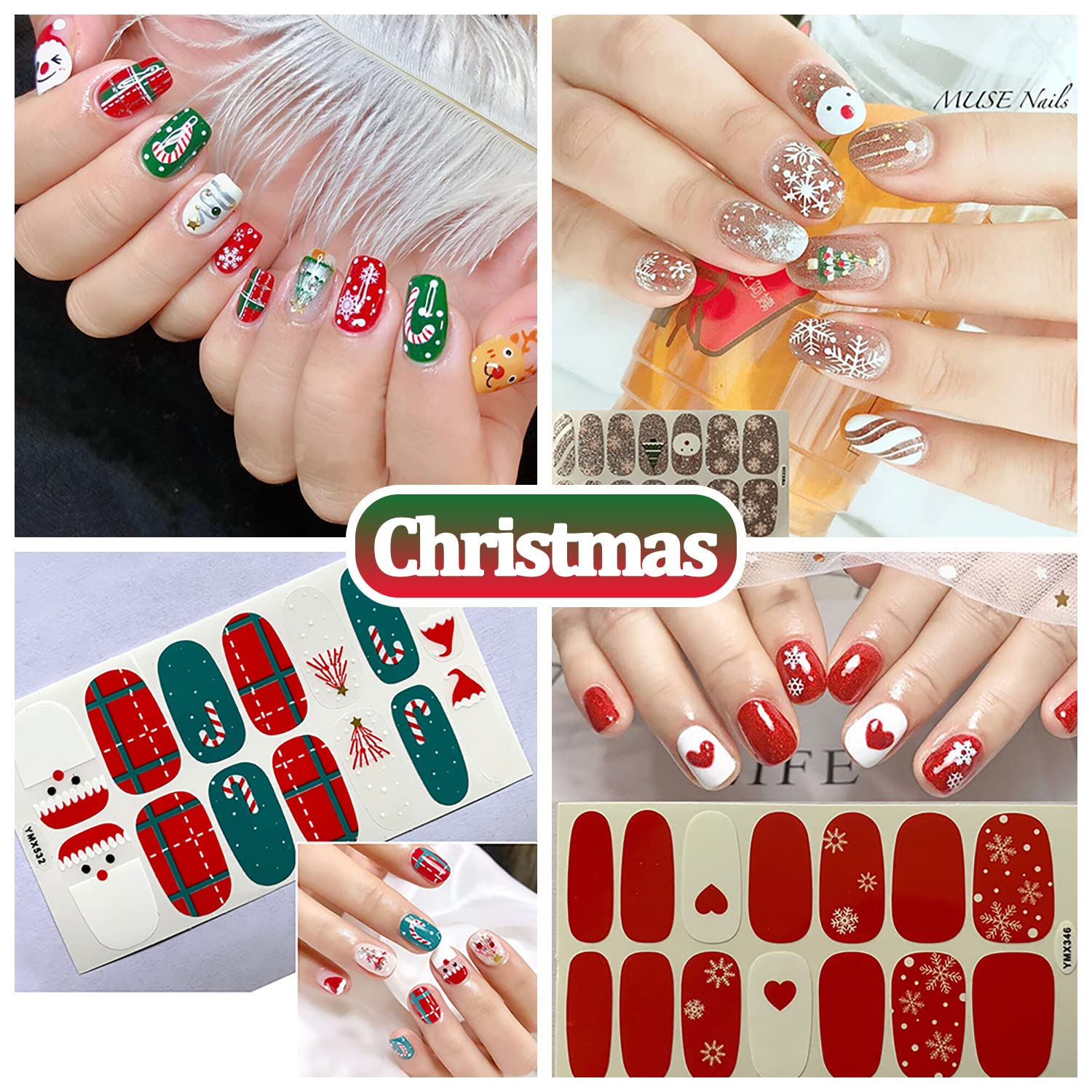 SILPECWEE 20 Sheets Halloween Christmas Nail Polish Strips - Self-Adhesive Nail Wraps Stickers for Women, Gel Nail Art Decals with Nail File - Perfect for Parties, Holidays & Manicure Kits