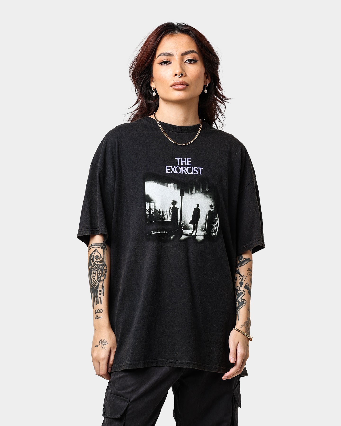 The Exorcist Vintage T-Shirt Black Wash - American Thrift Horror Movie Merch - Perfect for Halloween, Movie Nights & Horror Fans