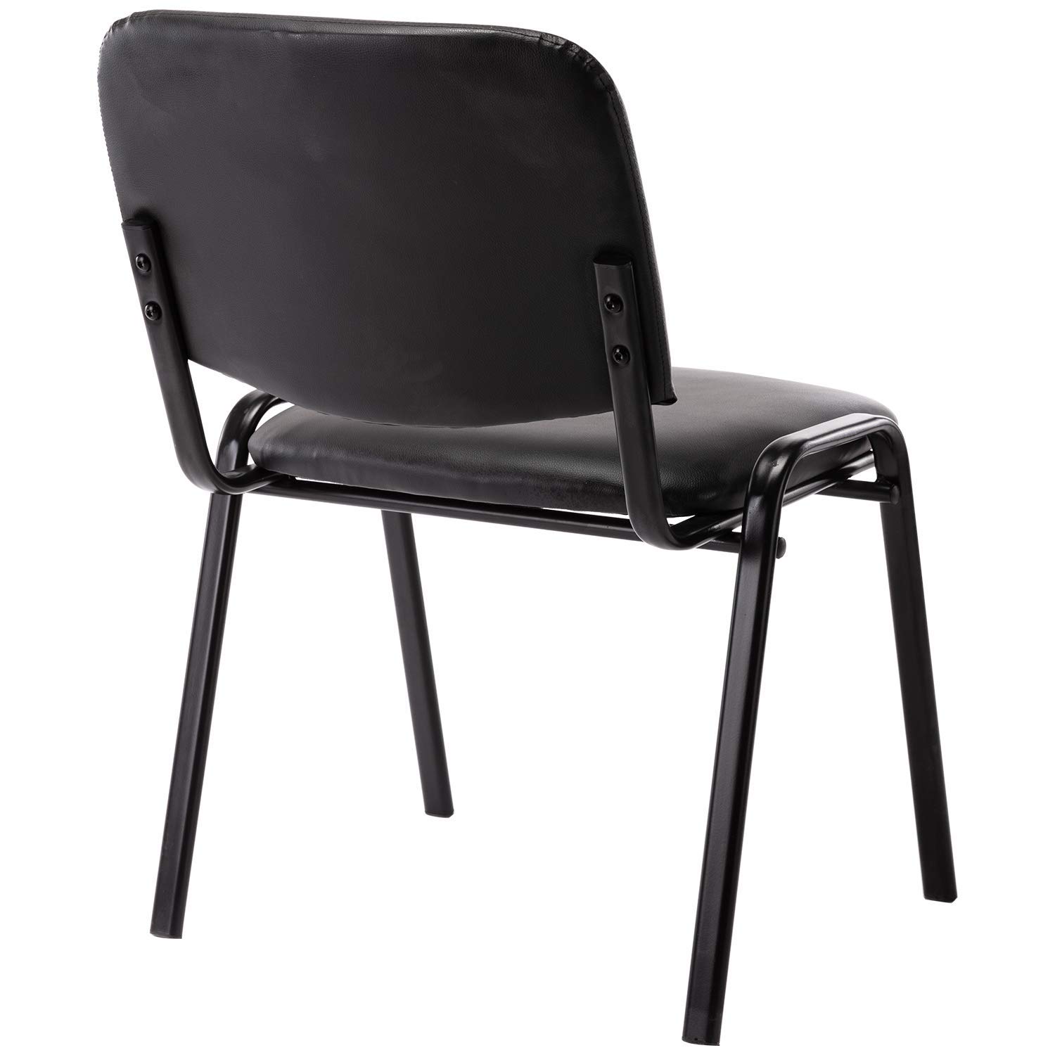 5-Pack Black Vinyl Leather Padded Stackable Chairs - Comfortable Armless Upholstered Seating for Office, Waiting Room, Church, Conference, Reception & Classroom - Space-Saving Stacking Chairs for Events & Multi-Purpose Use