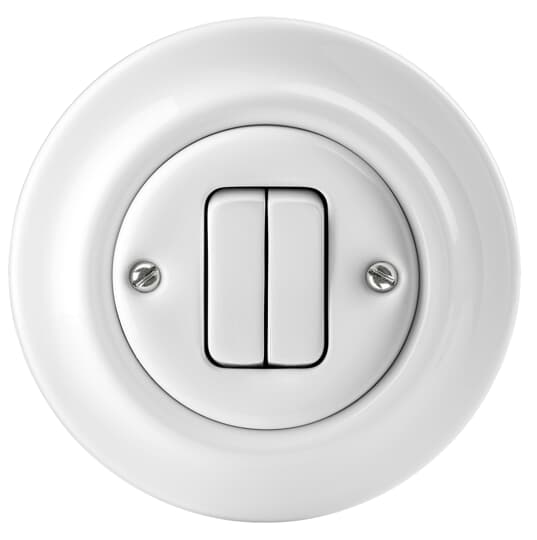 ABB Decento White Porcelain Double Push Button Switch - Elegant and Durable Electrical Switch for Home and Office Lighting Control