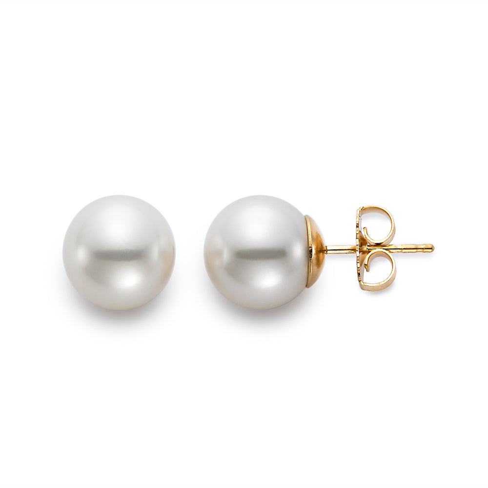 10.5-11mm Freshwater Pearl 14K Yellow Gold Stud Earrings for Women - Elegant Jewelry Gift for Brides, Wedding, Anniversary & Everyday Wear