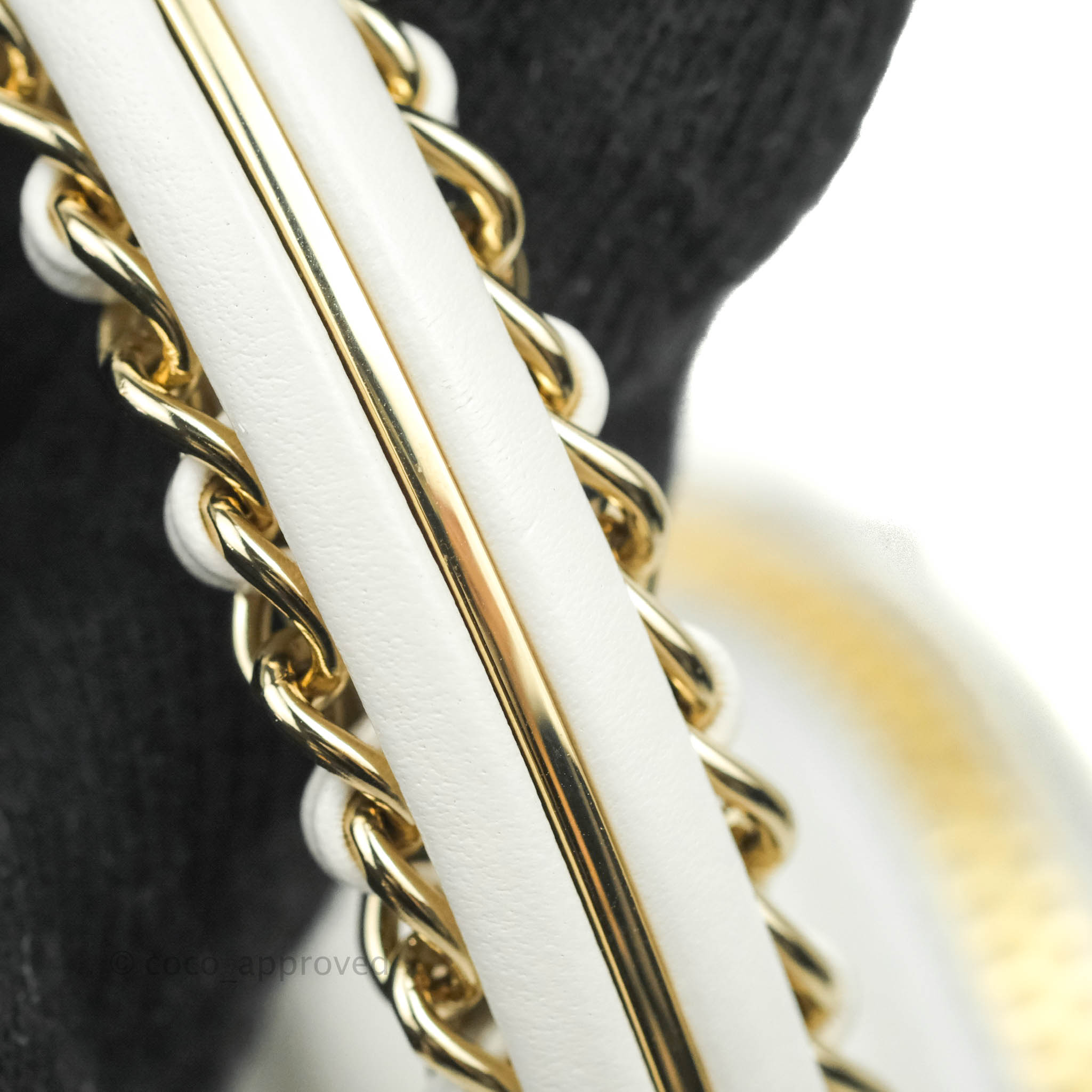 Chanel White Calfskin Circular Handle Zip Around Vanity Case with Gold Hardware - Perfect for Travel, Parties & Everyday Luxury (20S Collection)