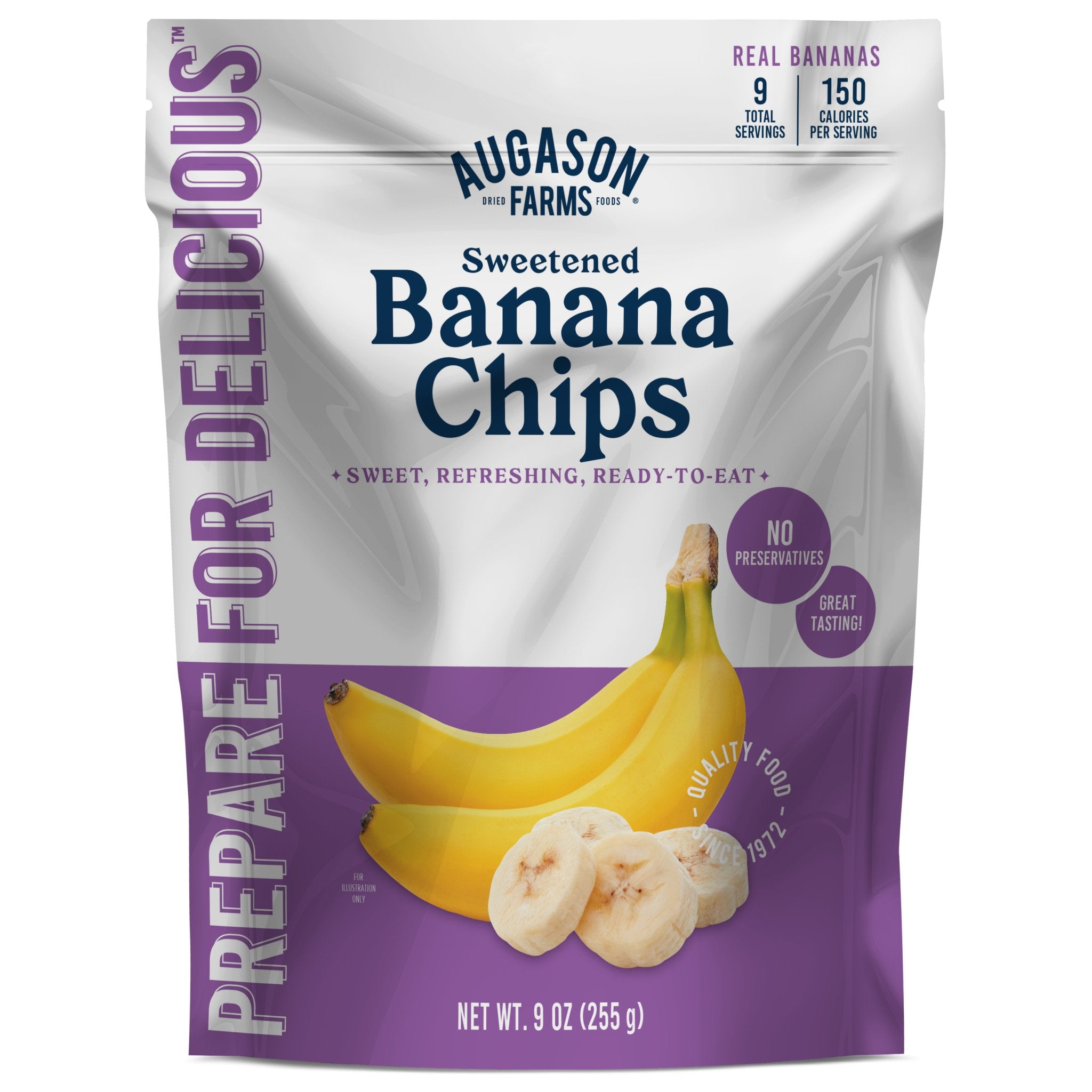 Crunchy Sweetened Banana Chips - 9 Servings Healthy Snack Pouch | Perfect for On-the-Go, Lunch Boxes & Office Snacking