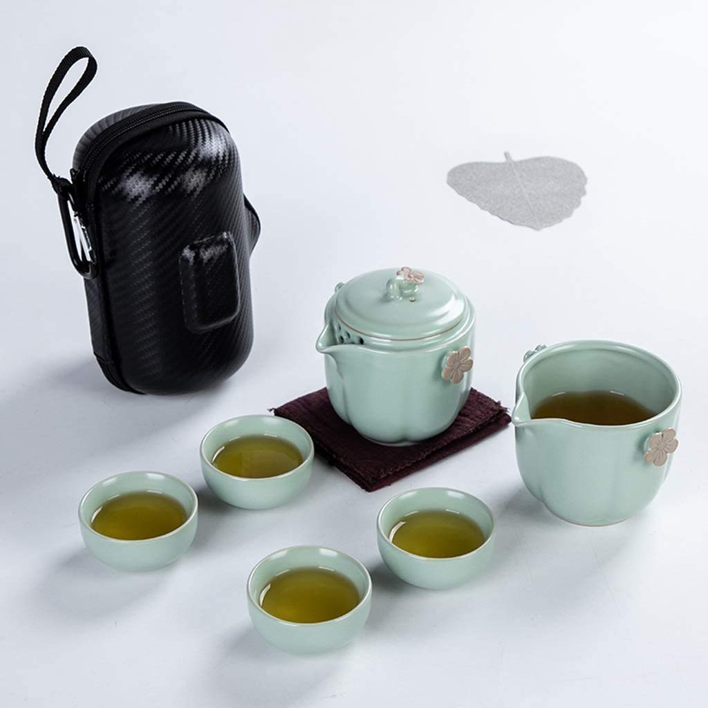 Premium Portable Kung Fu Tea Set - Ceramic Teapot & Gaiwan Cups for Travel & Tea Ceremony | Perfect for Camping, Office & Home Use