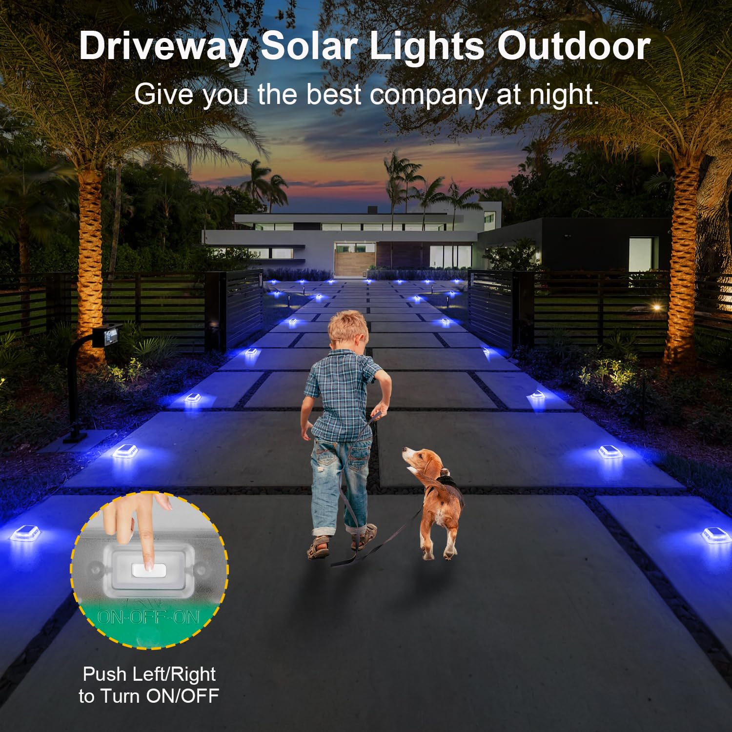 T-SUN 4 Pack Solar Step Lights - Waterproof Outdoor LED Stair Lights for Deck, Fence, Driveway, Yard, Balcony, Pathway & Front Porch | Solar-Powered Blue Lighting for Nighttime Safety & Decoration