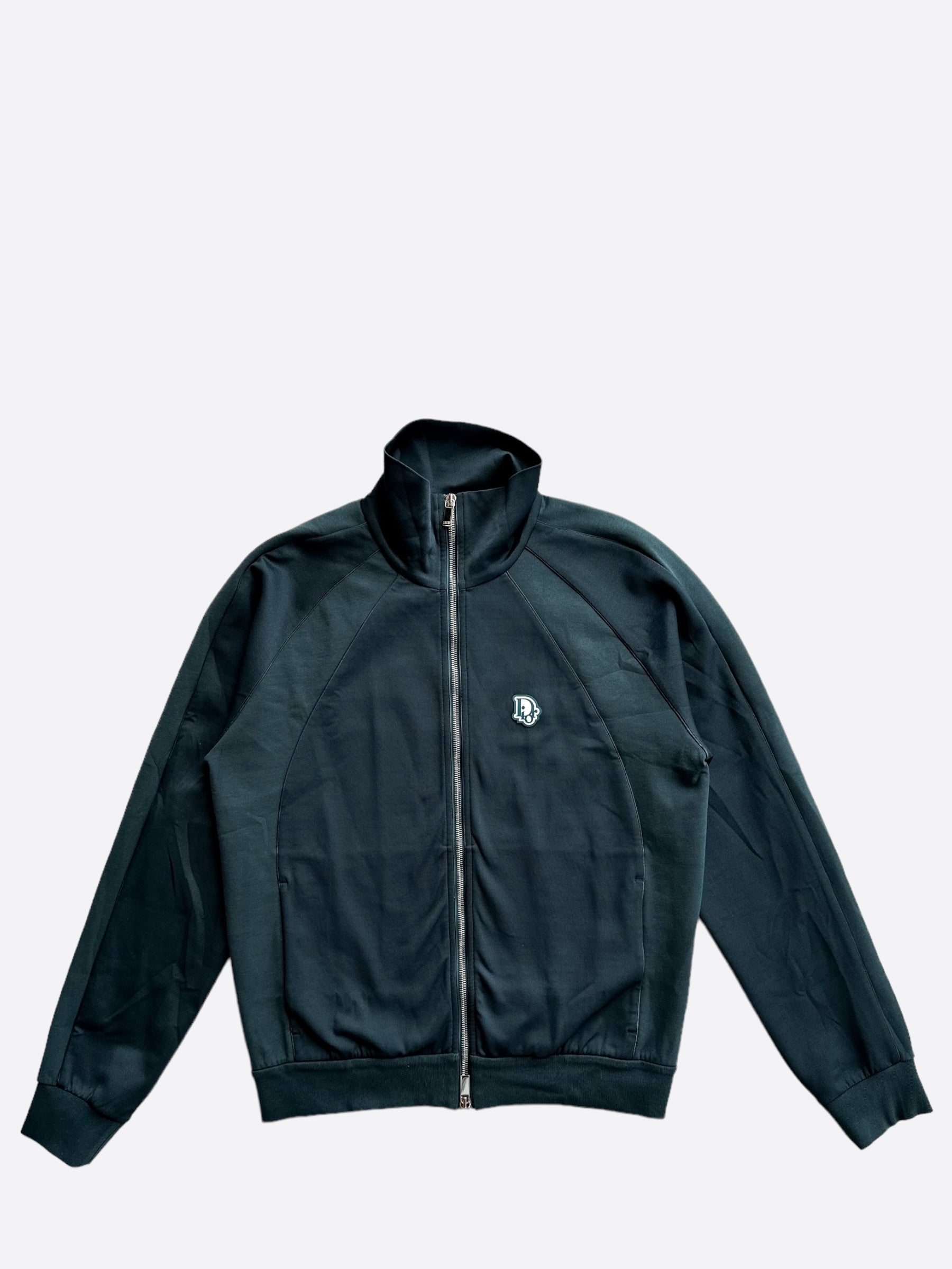 Dior Green Mini Logo Track Jacket for Women - Stylish Casual Zip Up Hoodie | Perfect for Gym, Running & Streetwear Fashion