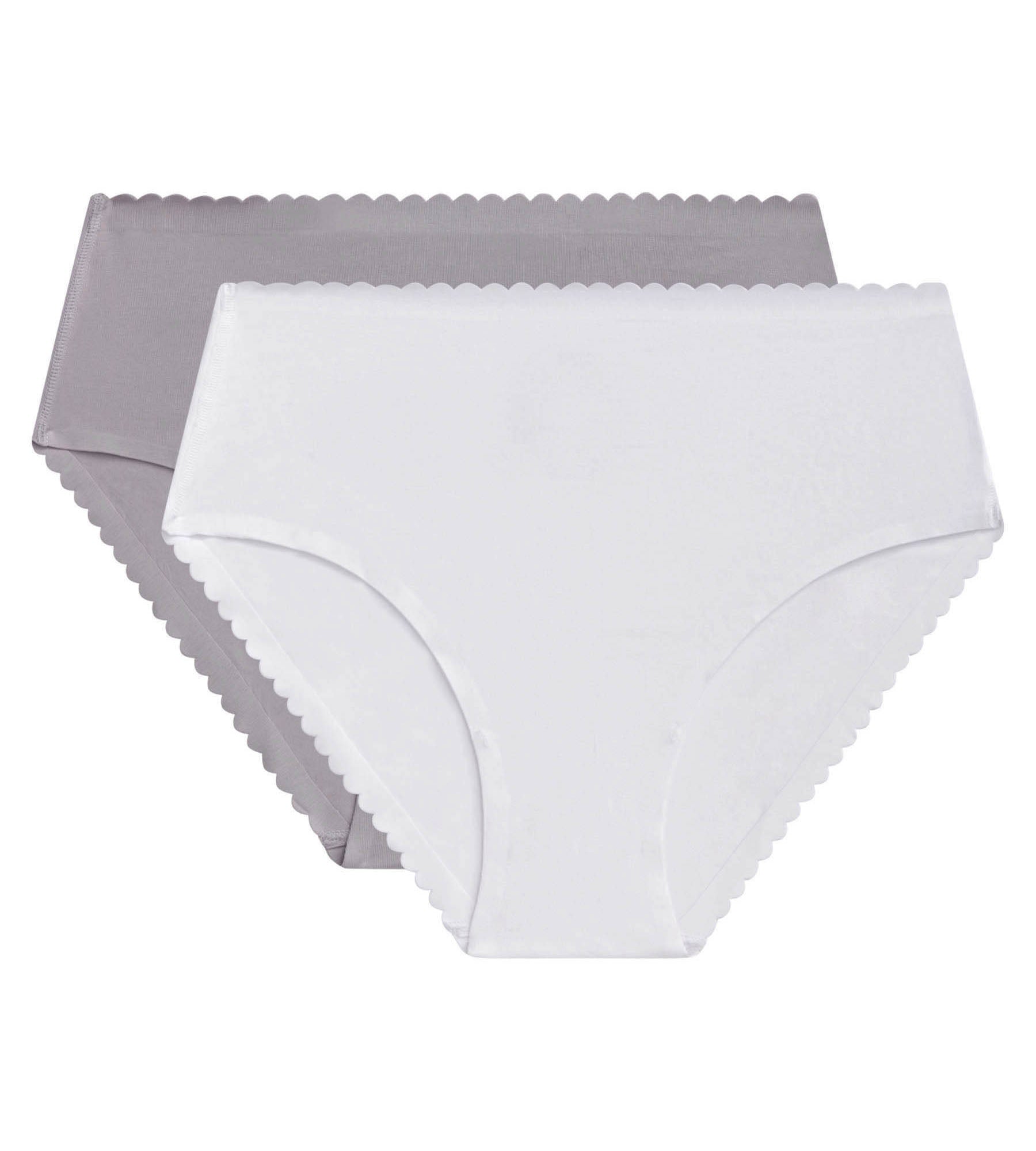 2 Pack High Waist Cotton Stretch Underwear - White & Gray, Soft Body Touch for All-Day Comfort | Perfect for Yoga, Workout & Everyday Wear
