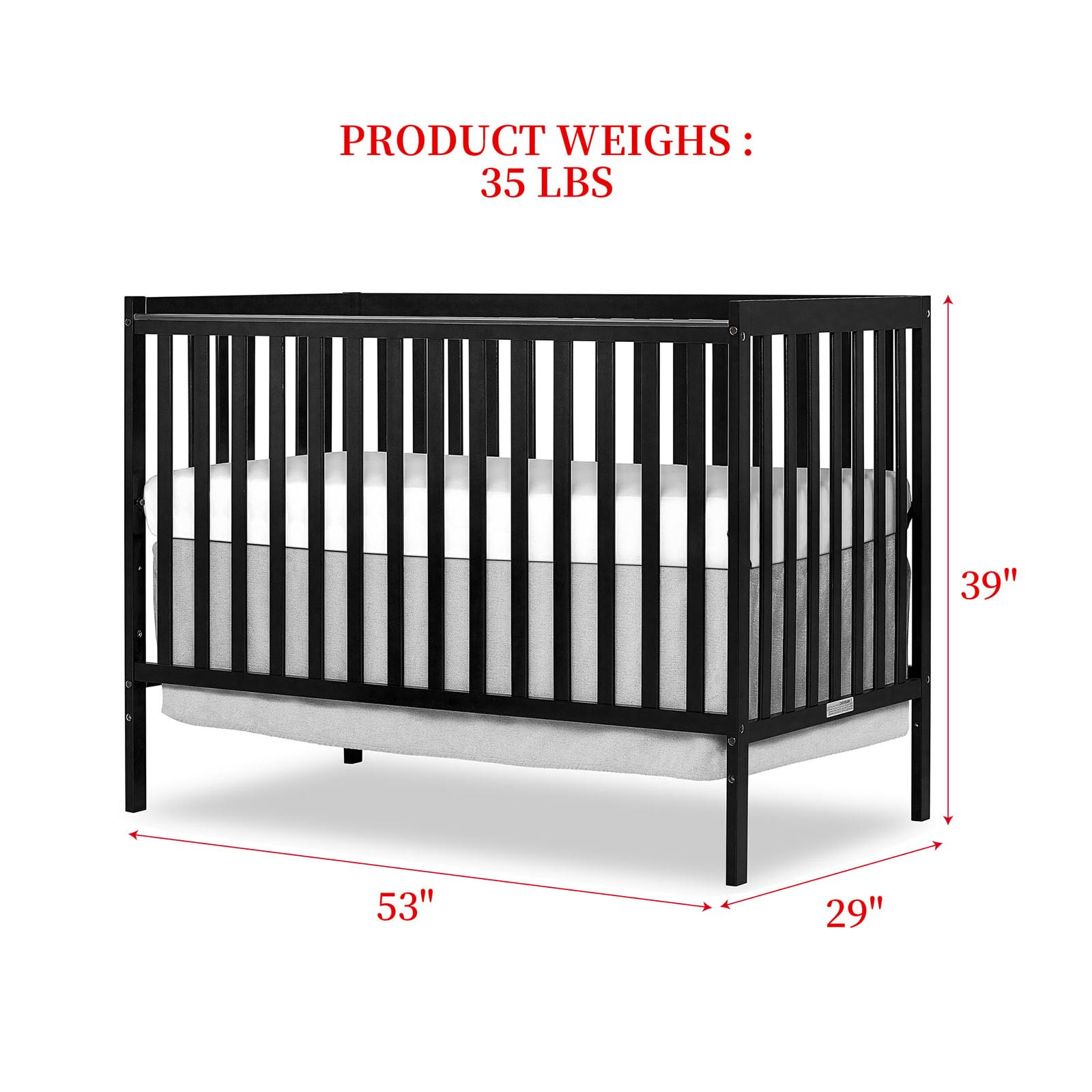 5-in-1 Convertible Baby Crib to Toddler Bed & Full Size Bed Frame - Safe Nursery Furniture for Boys & Girls - Perfect for Newborns, Infants & Growing Kids (Mattress Not Included) | Ideal for Nursery Rooms, Daycare Centers & Family Homes