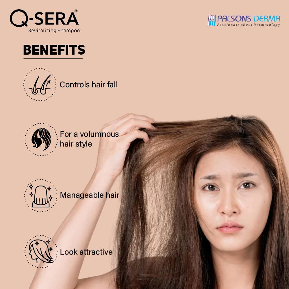 QSERA Revitalizing Shampoo for Dry & Frizzy Hair - Sulfate & Paraben Free, Dermatologist Recommended Hair Strengthening Treatment (150ml) - Restores Healthy, Smooth & Damage-Free Hair for Daily Hair Care & Salon-Like Results at Home