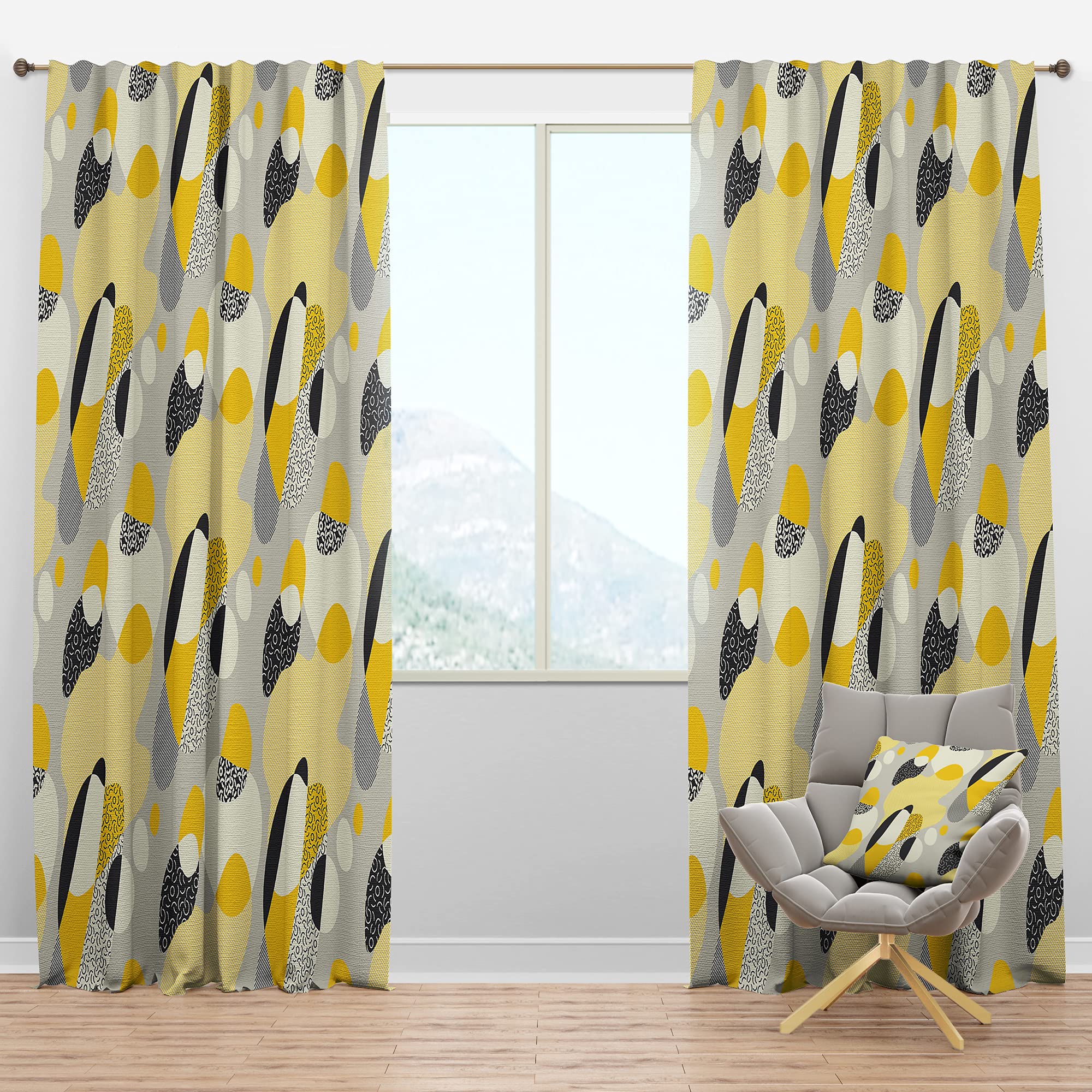 Blackout Curtains Abstract Design Retro Pattern V - Thermal Insulated Bedroom & Living Room Drapes (52x63, Single Panel) for Better Sleep & Energy Efficiency
