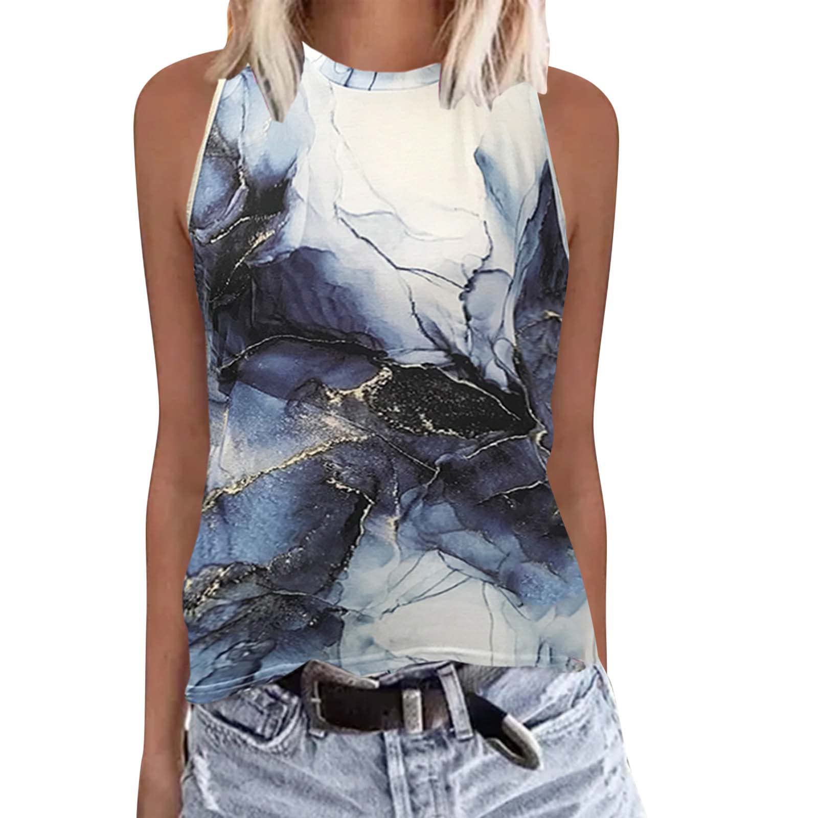 Women's Summer Sleeveless Tank Tops - Breathable Casual Round Neck Blouse with Non-Positioning Print | Perfect for Beach Outfits, Yoga Wear & Everyday Comfort