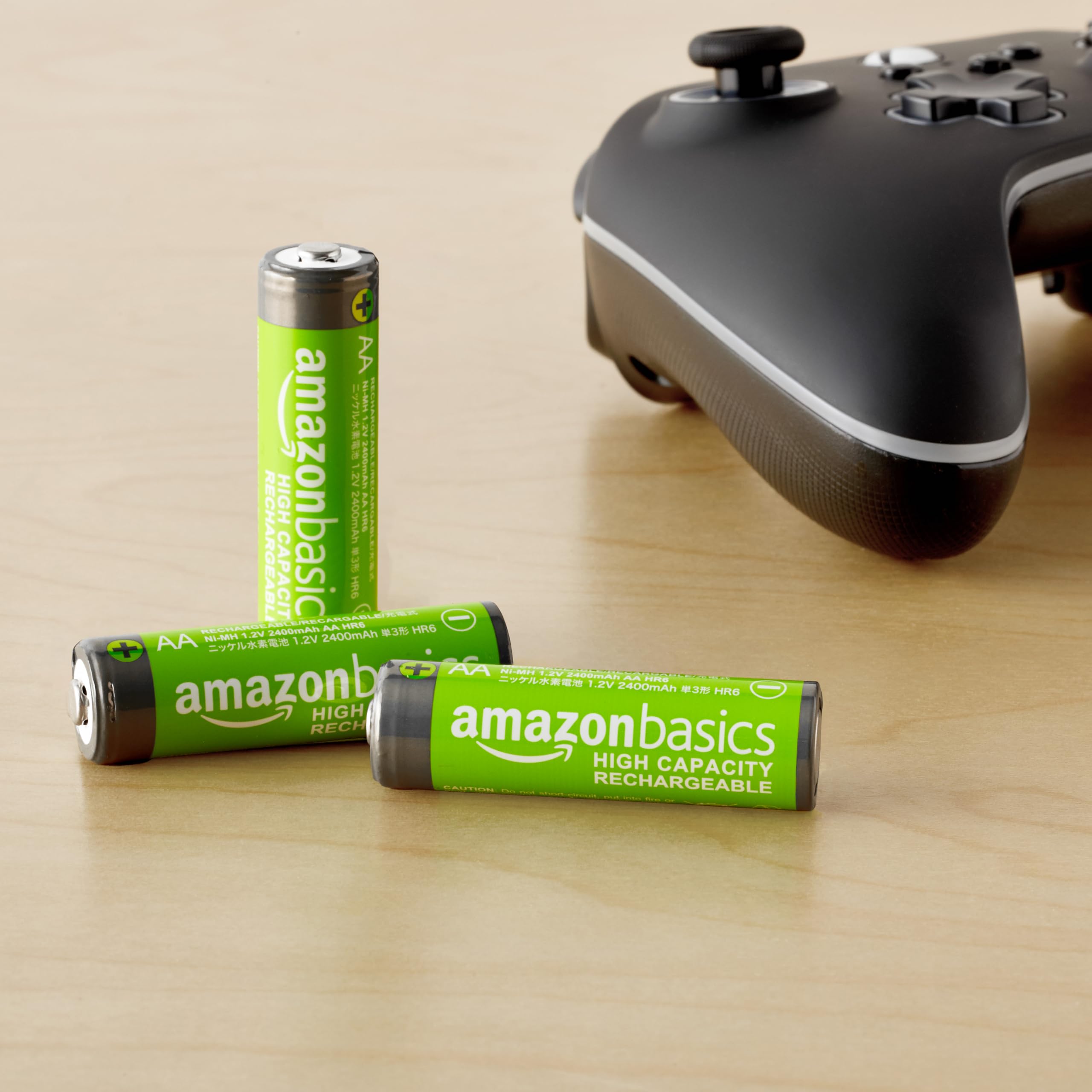 Amazon Basics 12-Pack AA Rechargeable Batteries - 2400mAh High Capacity, Pre-Charged, 400 Charge Cycles - Perfect for Cameras, Toys, Remote Controls & Electronics