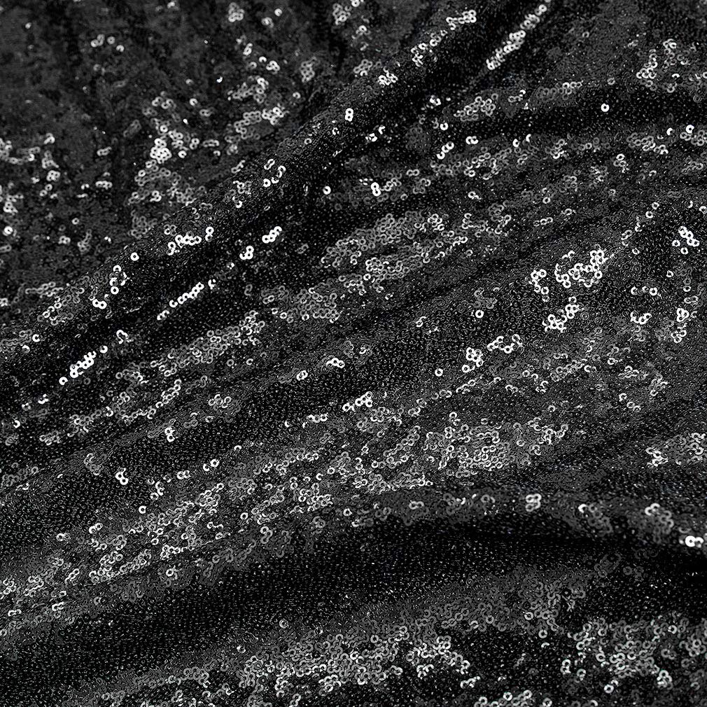50 Inch Round Black Sequin Tablecloth - Glitter Party Table Cover for Bridal Showers, Weddings, Birthdays, Banquets & Dessert Tables | Elegant Decor for Special Events & Celebrations