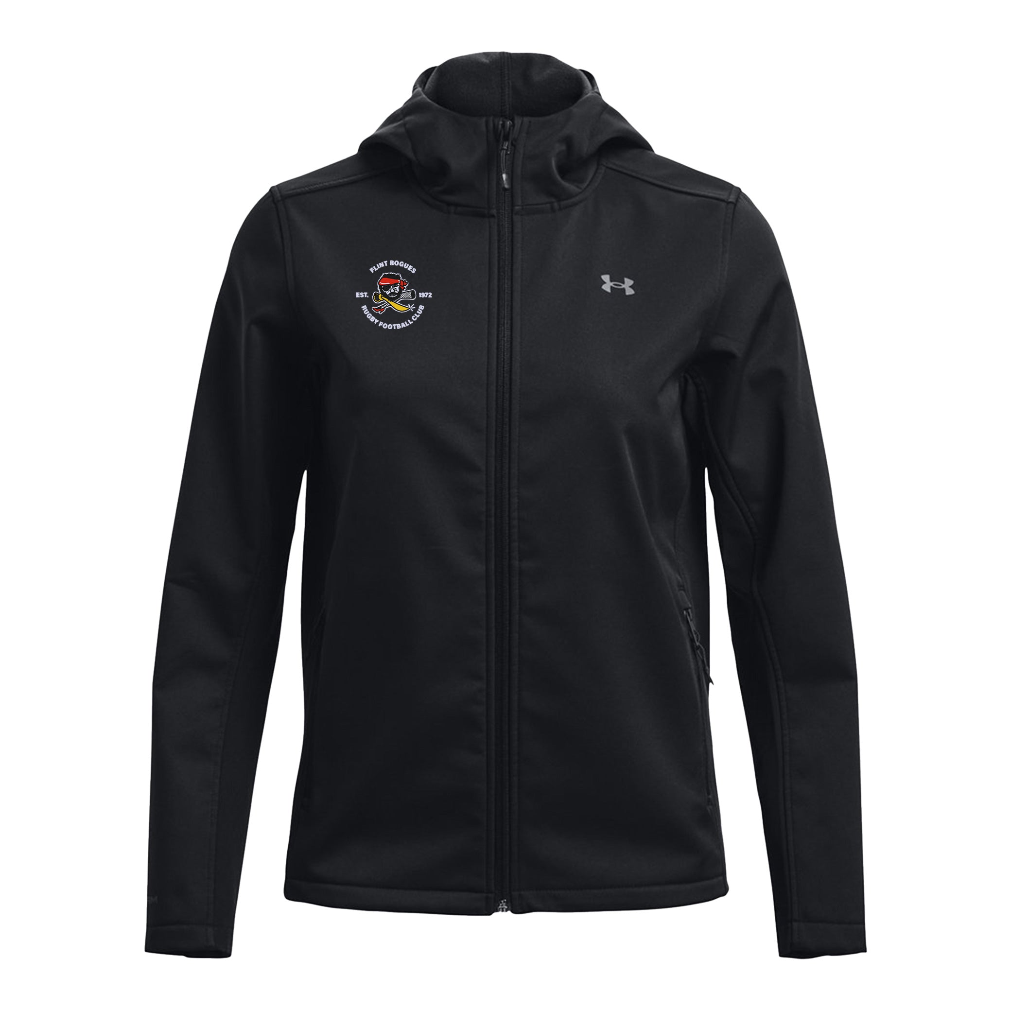 Flint Rogues RFC UA Women's CGI Hooded Jacket - Waterproof Windbreaker for Outdoor Sports & Hiking | Lightweight Fleece-Lined Winter Coat for Running, Camping & Travel