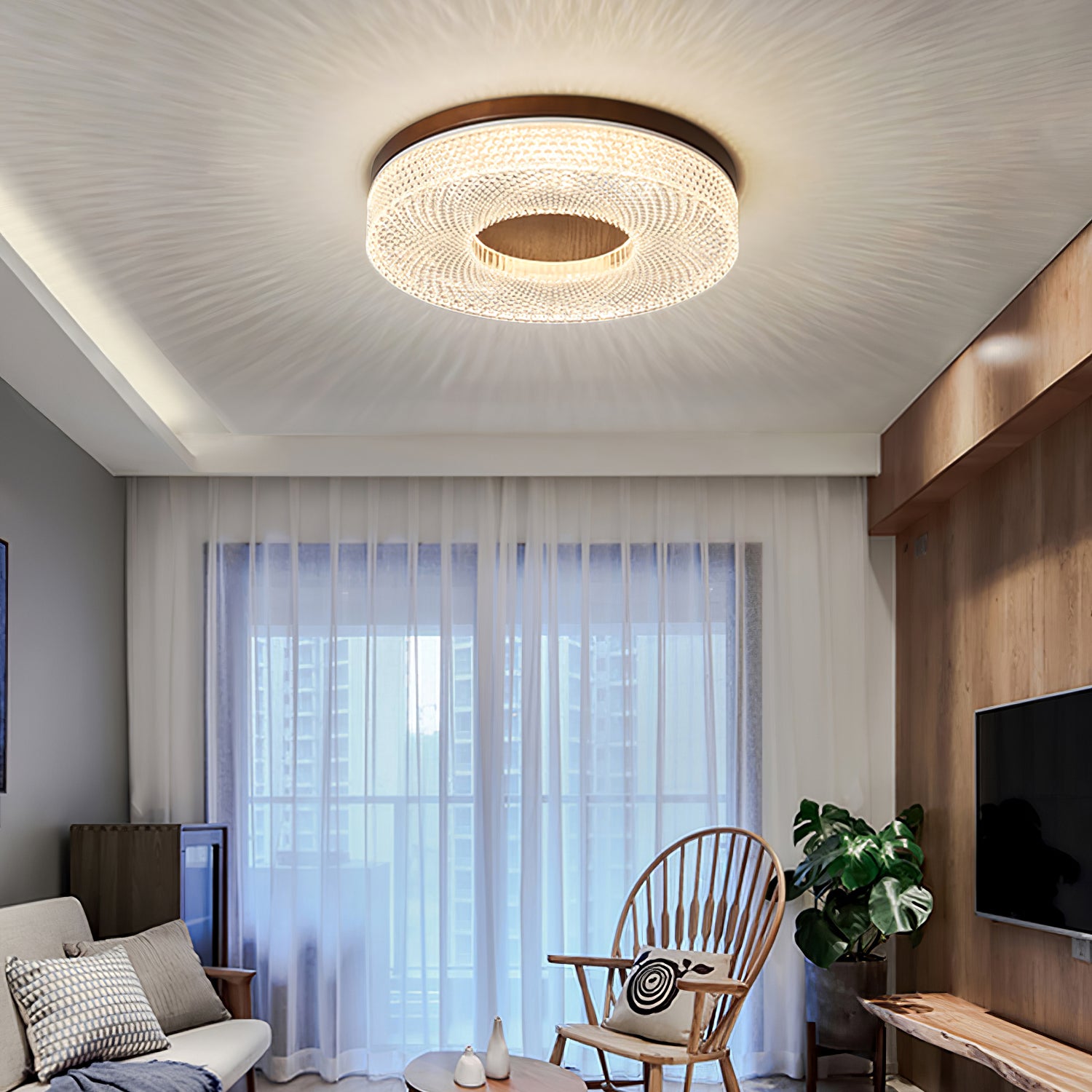 Modern Acrylic Halo Round Ceiling Light Fixture - Energy Efficient LED Flush Mount Lighting for Bedroom, Living Room & Kitchen | Dimmable Contemporary Home Decor