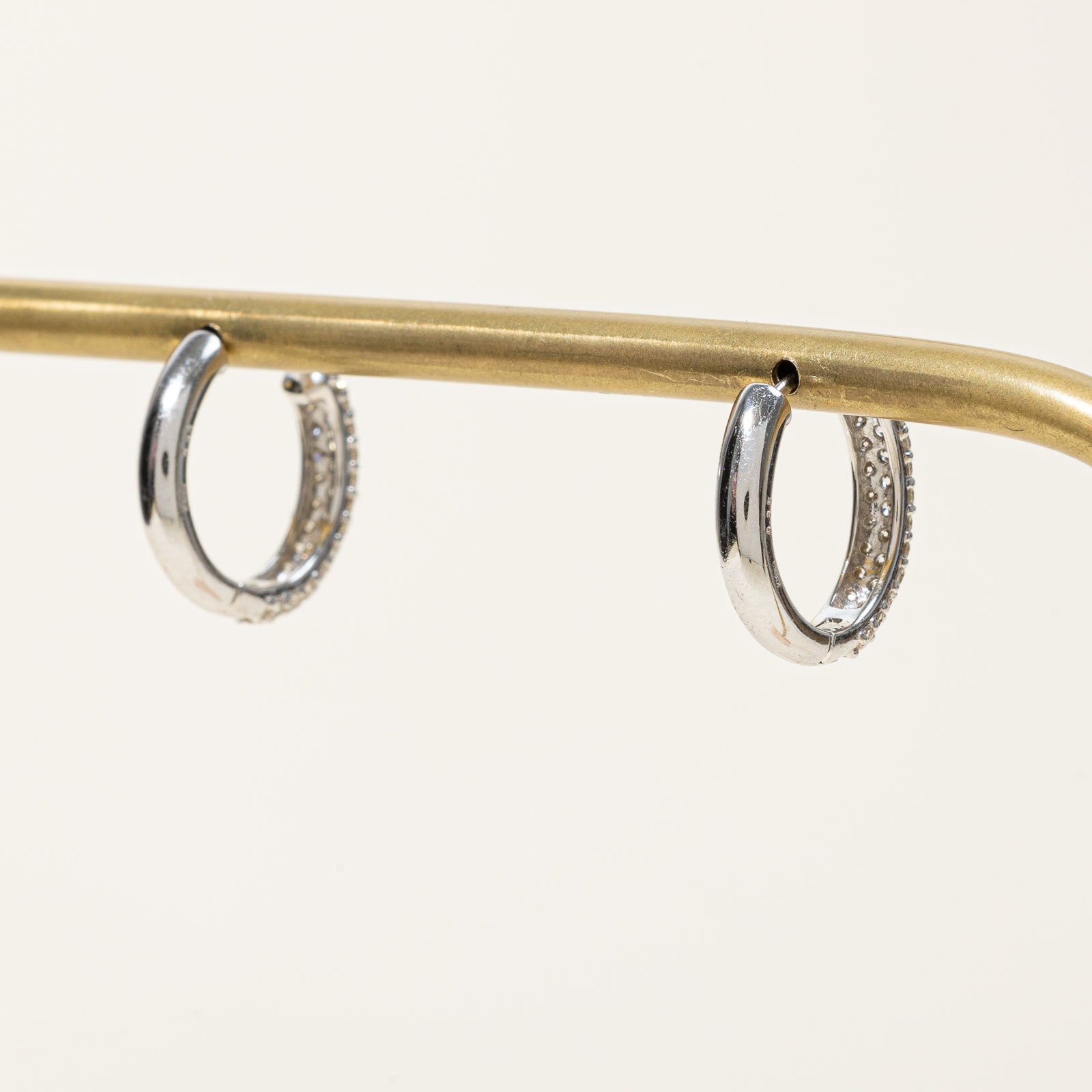 Pavé Set Diamond Hoop Earrings 0.70ctw - 14K White Gold Sparkling Dangle Earrings for Women | Perfect for Weddings, Parties & Everyday Elegance