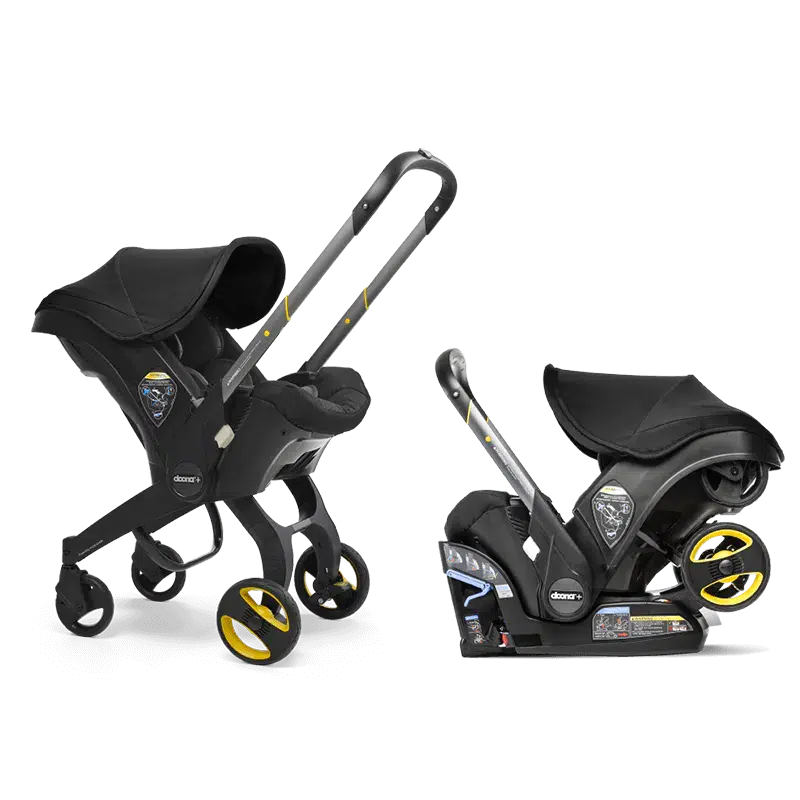 Doona Infant Car Seat & Stroller with Base in Nitro Black - Safe & Convenient Travel System for Newborns to Toddlers - Perfect for Air Travel, Road Trips, and Everyday Use
