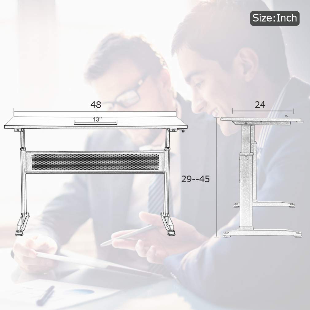 Height Adjustable Standing Desk Converter 48x24 Inches - Sturdy Ergonomic Sit Stand Workstation for Home Office, Dual Monitor & Laptop Use - Perfect for Remote Work, Gaming & Productivity (White)
